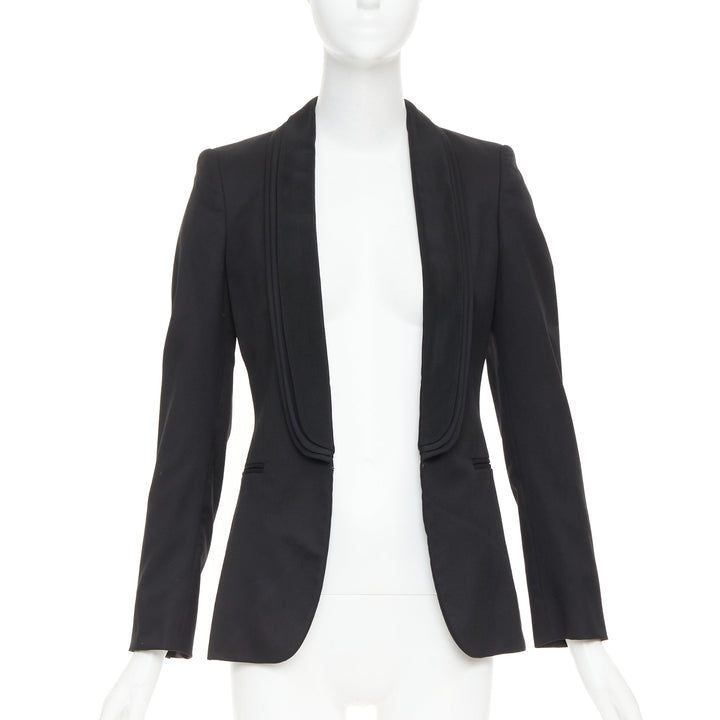 STELLA MCCARTNEY 2014 black wool layered shawl collar tuxedo blazer IT36A XXS