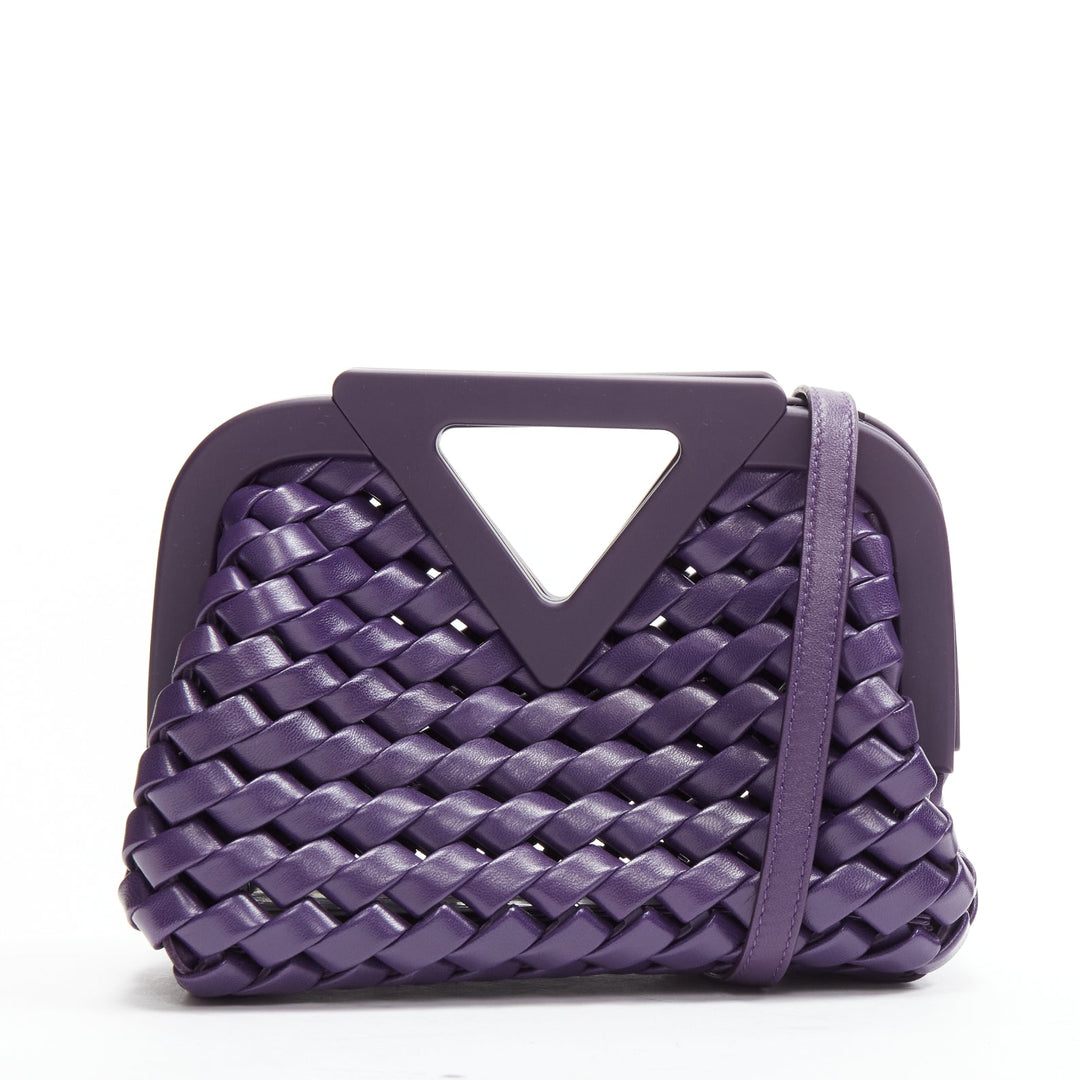 BOTTEGA VENETA Point purple Intrecciato woven triangle handle crossbody bag
