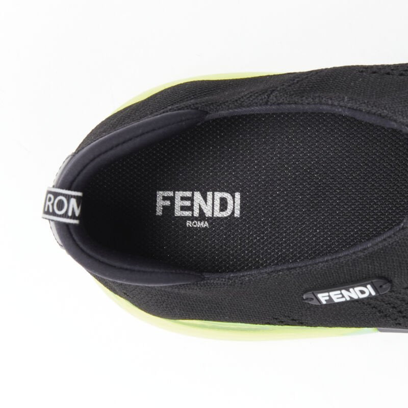 FENDI 2019 black knit neon yellow air sole runner sneaker 7E1234 EU44 UK10