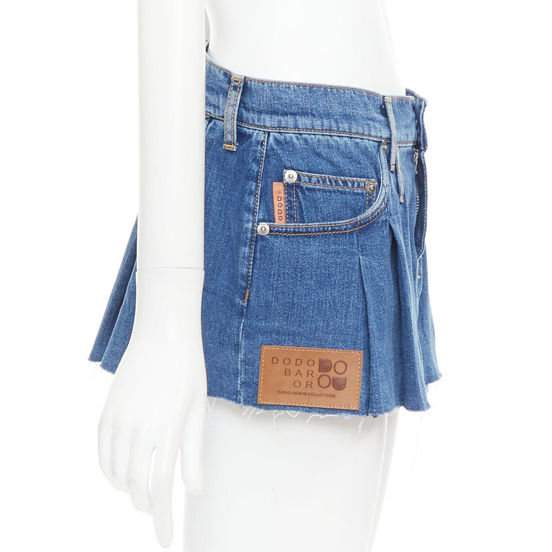DODO BAR OR Lennon Mini Skirt blue pleated front brown tag short skirt IT34 S