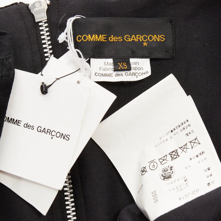 COMME DES GARCONS 2019 black velvet multi sleeves wide neck cut out crop top XS