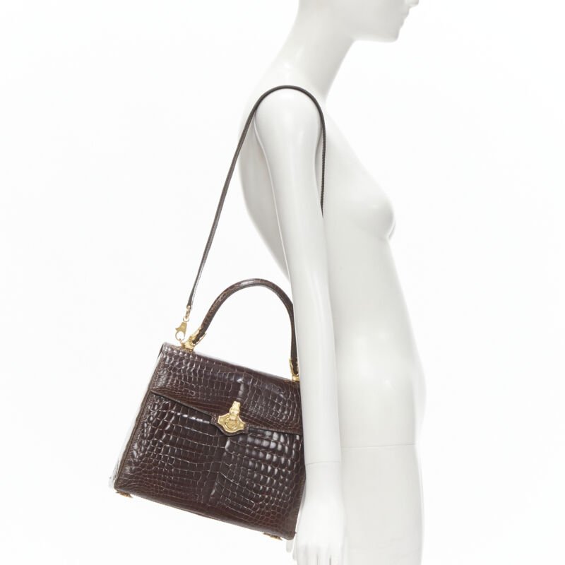 Female mannequin wearing Kwanpen Brown Leather Women Bag in Size  | Available at JHROP