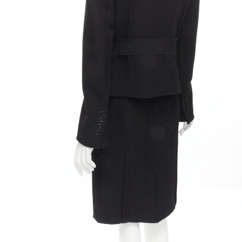 DOLCE GABBANA Vintage black virgin wool reversed seam blazer jacket skirt IT44 M