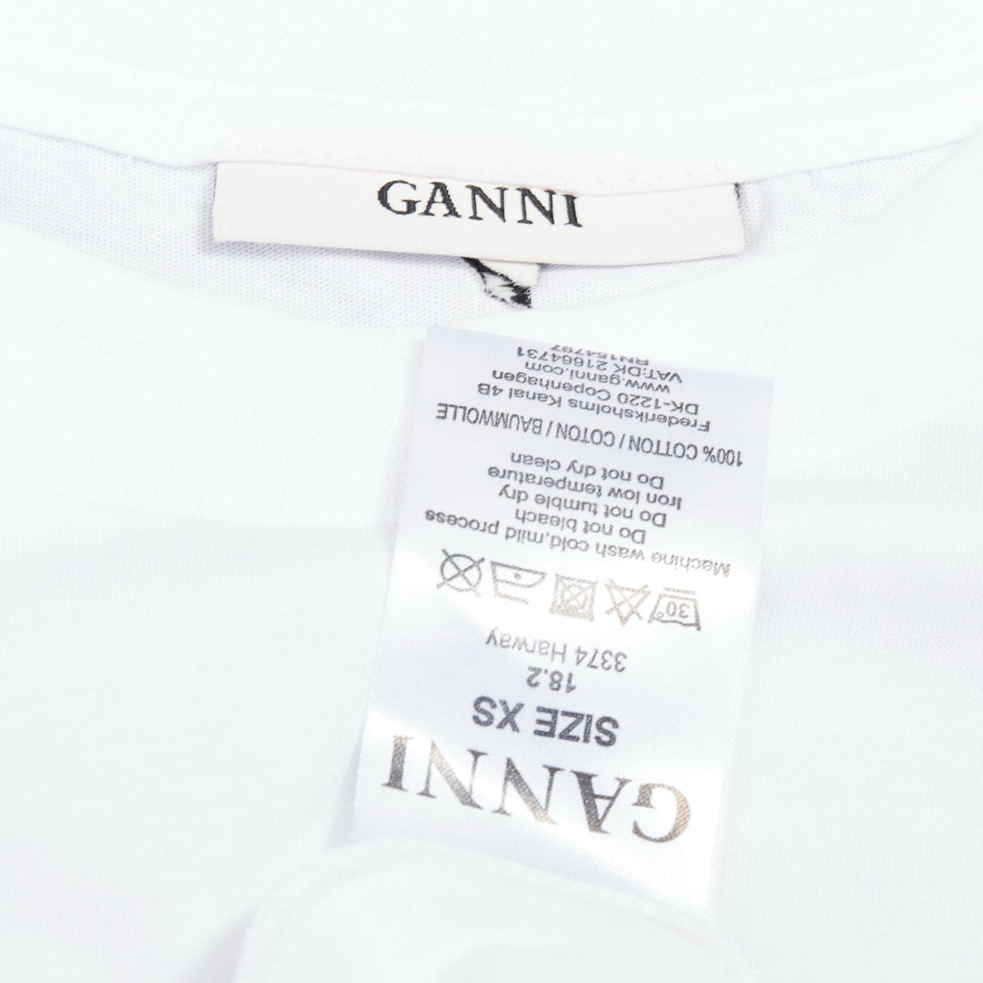 GANNI yellow Honey logo white cotton bee embroidered tshirt XS