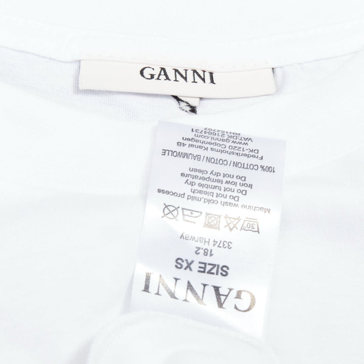 GANNI yellow Honey logo white cotton bee embroidered tshirt XS