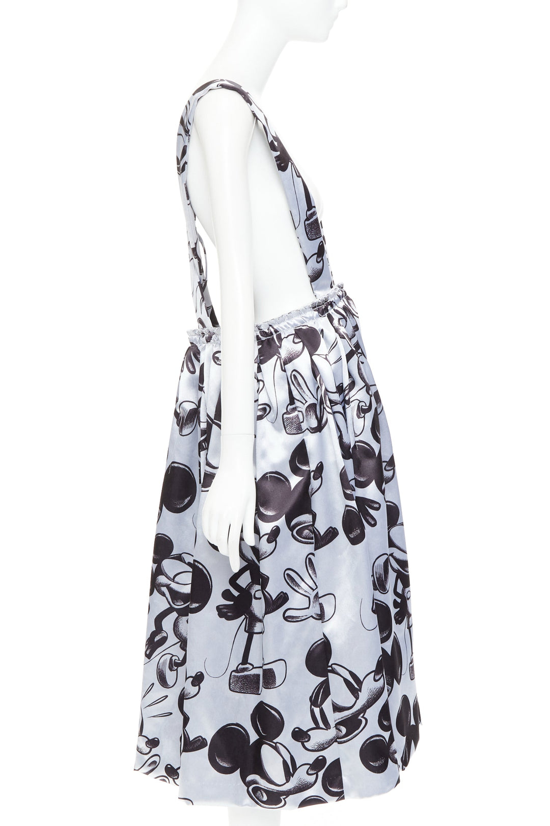 COMME DES GARCONS  2020 DISNEY Mickey Mouse silver suspender skirt pinafore S