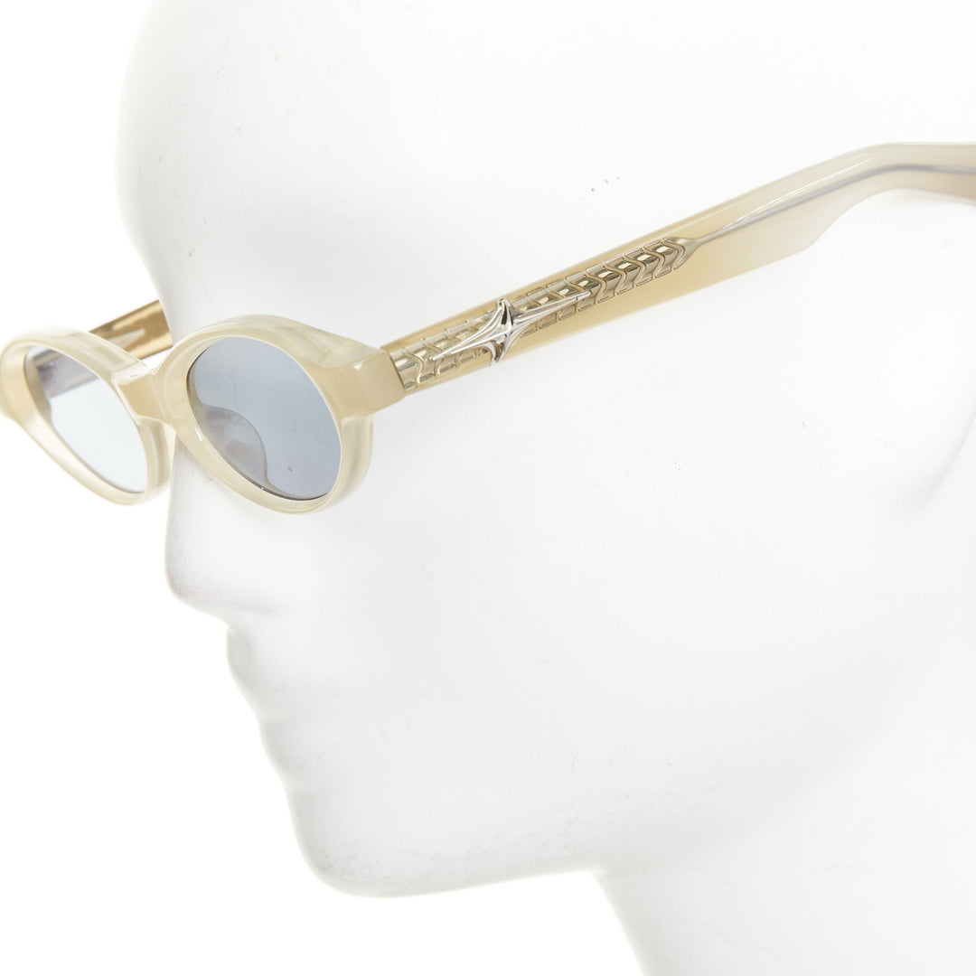 GENTLE MONSTER 2025 BOLD Odd IC3 ivory acetate blue lens oval sunglasses