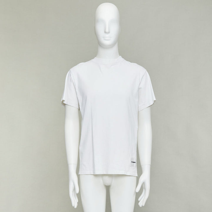 JIL SANDER Set of 3 white cotton black logo patch crew neck tshirt S