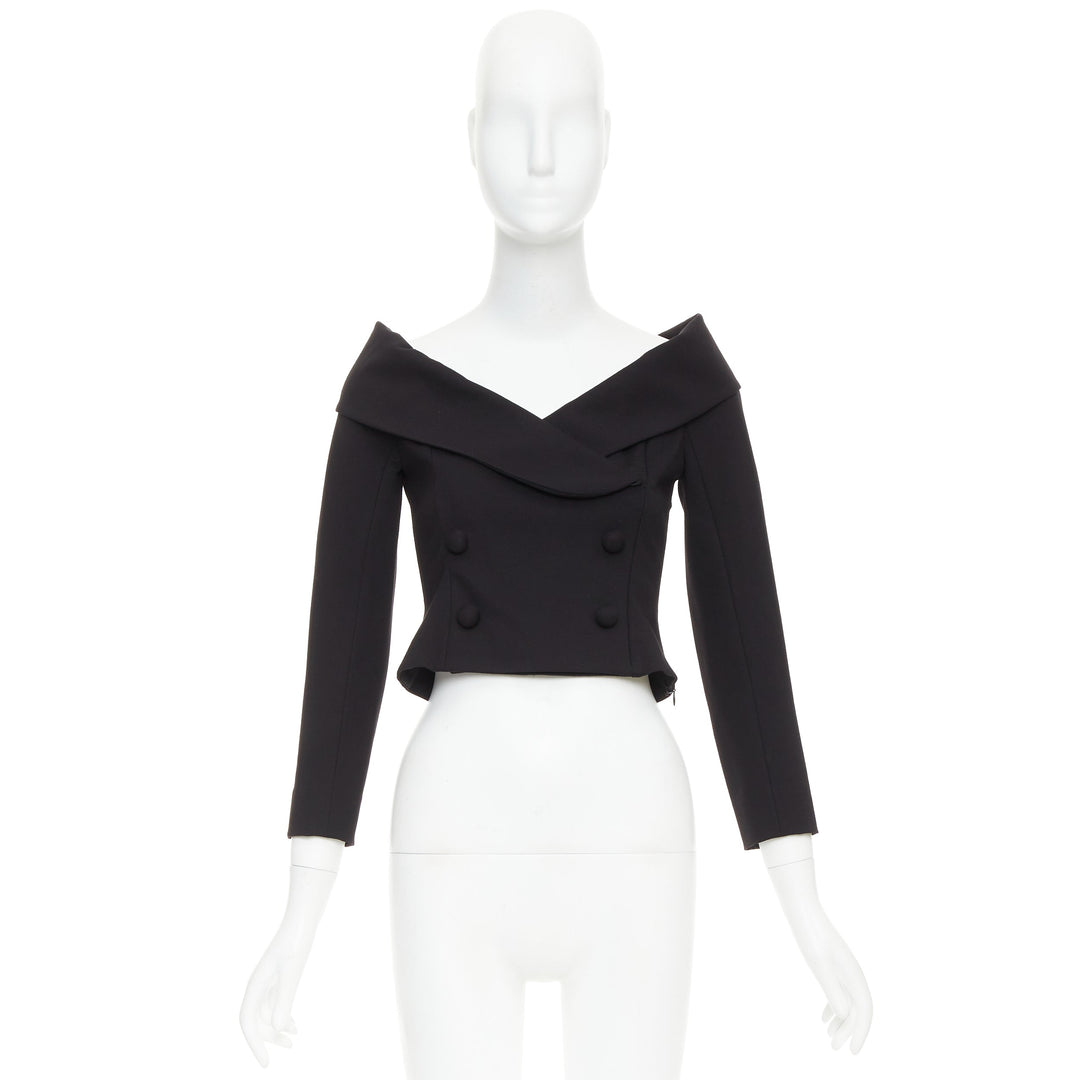 DORATHEE SCHUMACHER Emotional Essense black crop off shoulder cropped top US1 XS