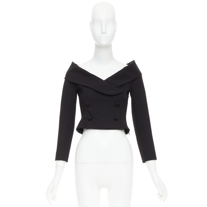 DORATHEE SCHUMACHER Emotional Essense black crop off shoulder cropped top US1 XS
