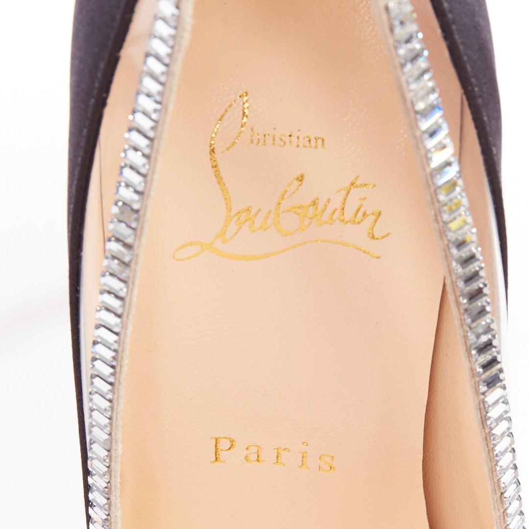 CHRISTIAN LOUBOUTIN Paulina Strass 100 Crepe Satin baguette crystal pumps EU37.5
