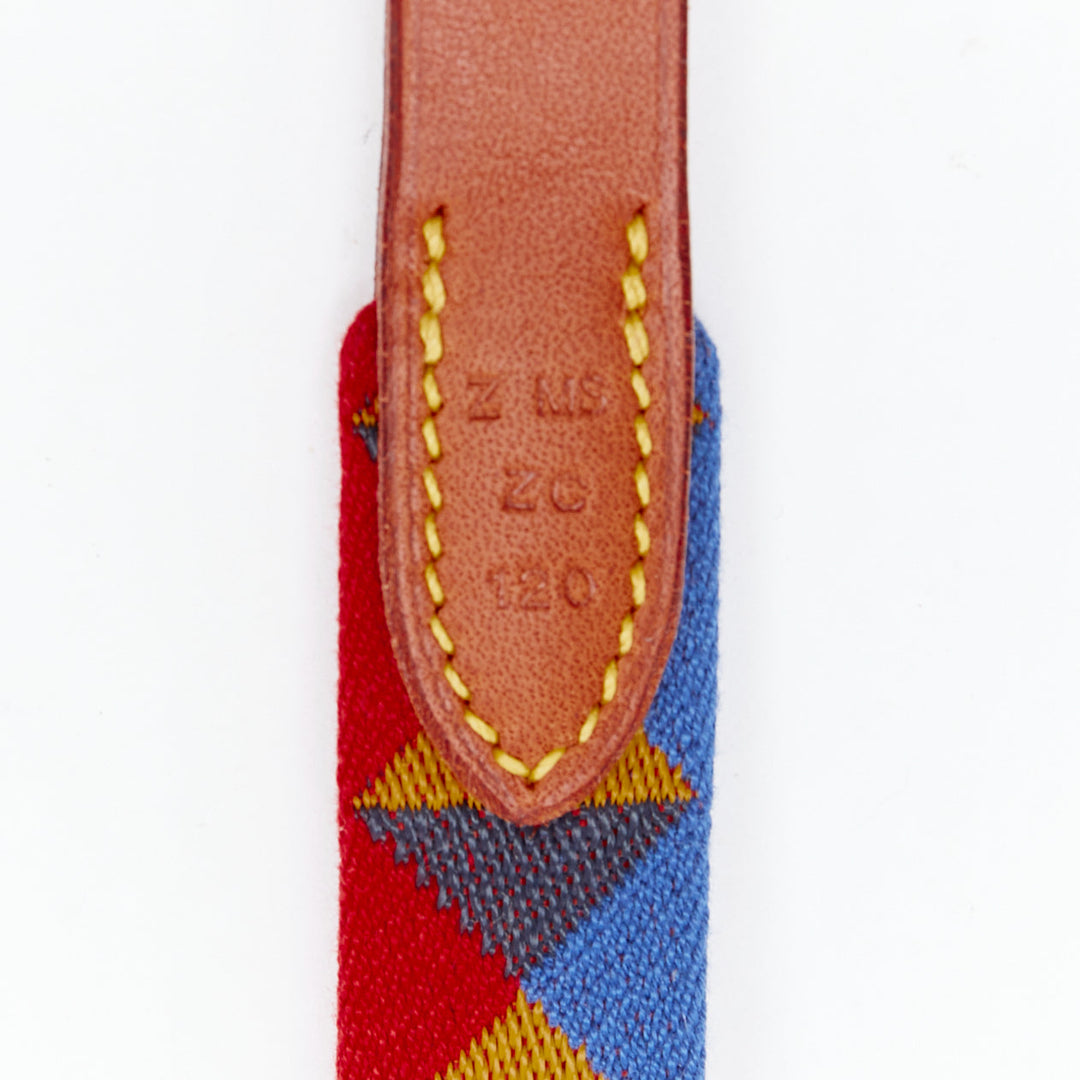 HERMES Medor Slim Dog Leash colorful red blue brown bridle leather