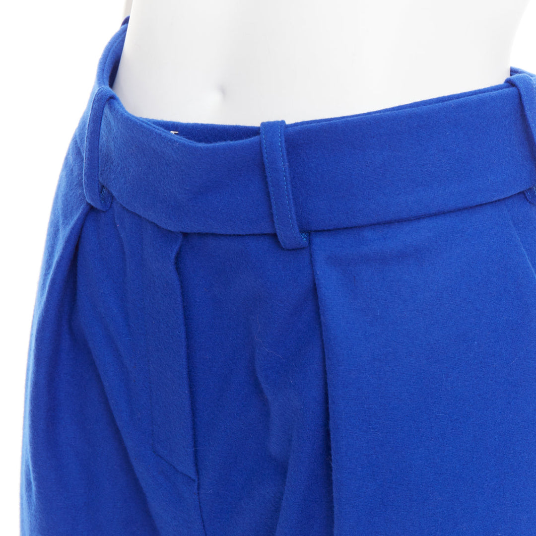 ALEXANDRE VAUTHIER COUTURE AW2022 Runway blue wool felt wide bermuda shorts
