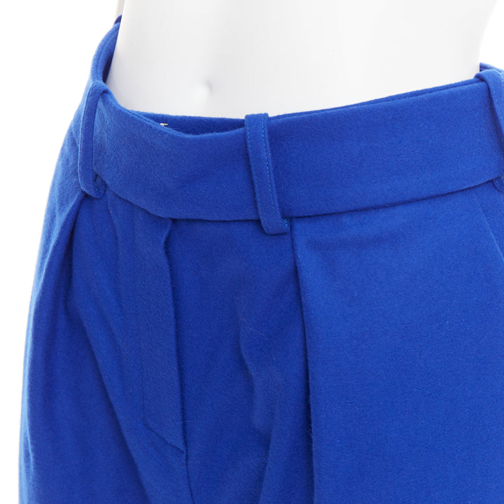 ALEXANDRE VAUTHIER COUTURE AW2022 Runway blue wool felt wide bermuda shorts