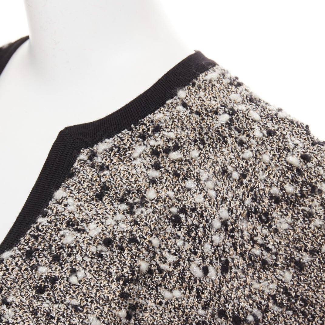 GIAMBATTISTA VALLI black metallic bronze wool boucle bordered cardigan IT38 XXS