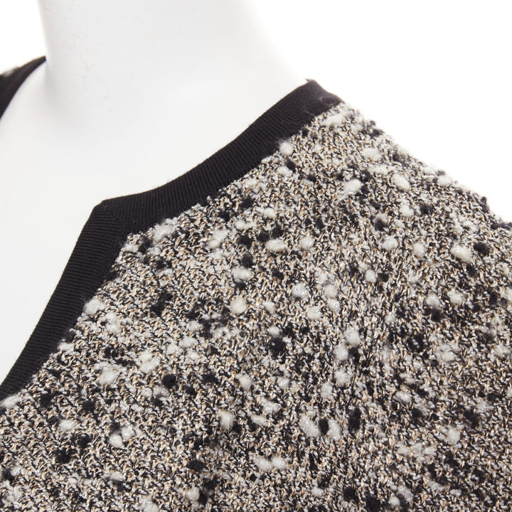 GIAMBATTISTA VALLI black metallic bronze wool boucle bordered cardigan IT38 XXS