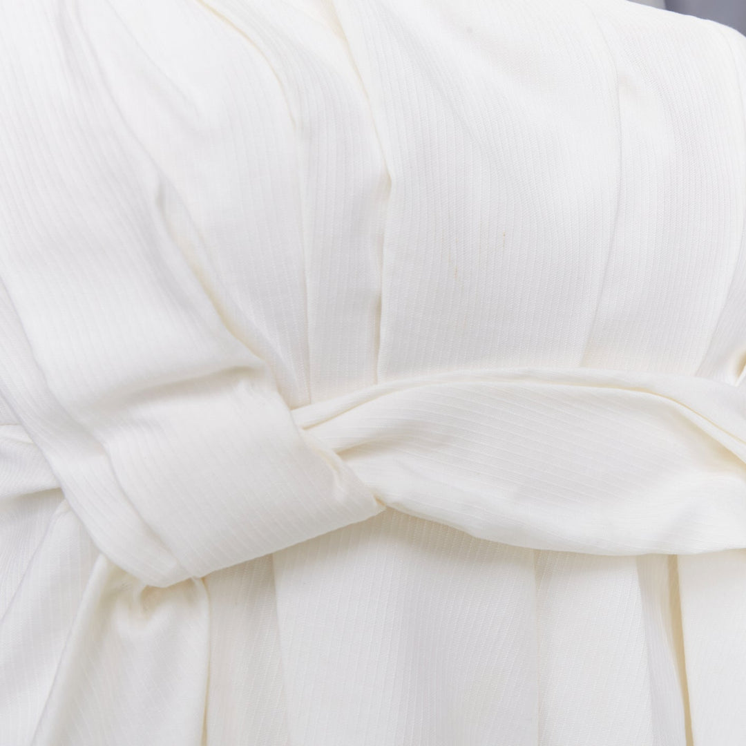 GUCCI 2007 cream cotton pleated drape waist one shoulder bubble dress IT38 XS