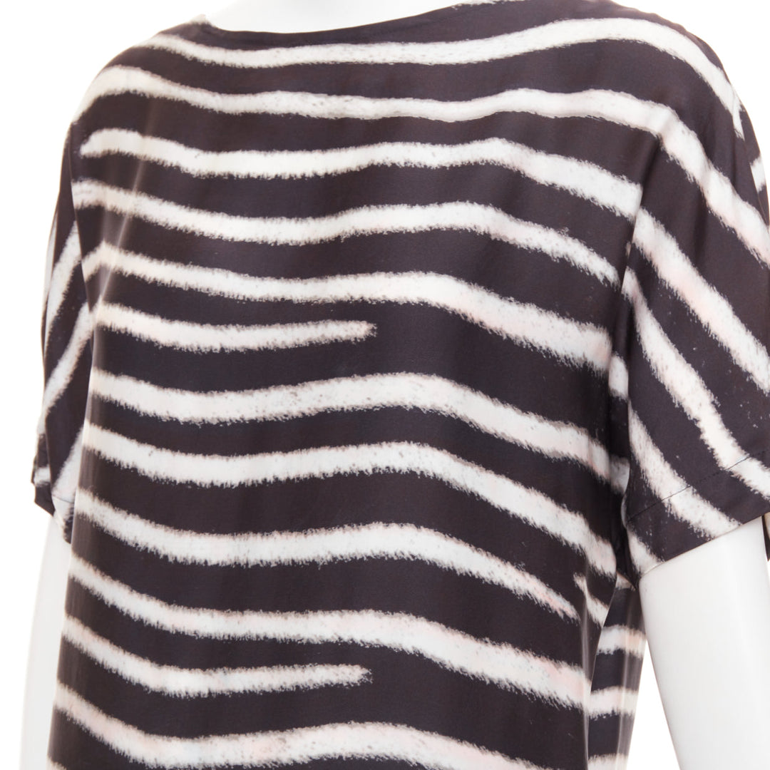 STELLA MCCARTNEY 2009  100% silk black zebra stripe print tent dress IT38 XS