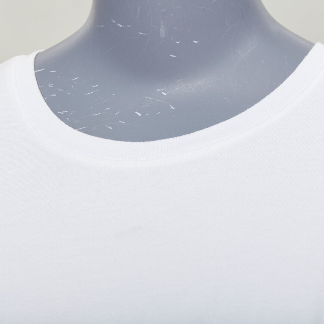 DRIES VAN NOTEN white cotton ruffle side ribbed neck fitted tshirt XS