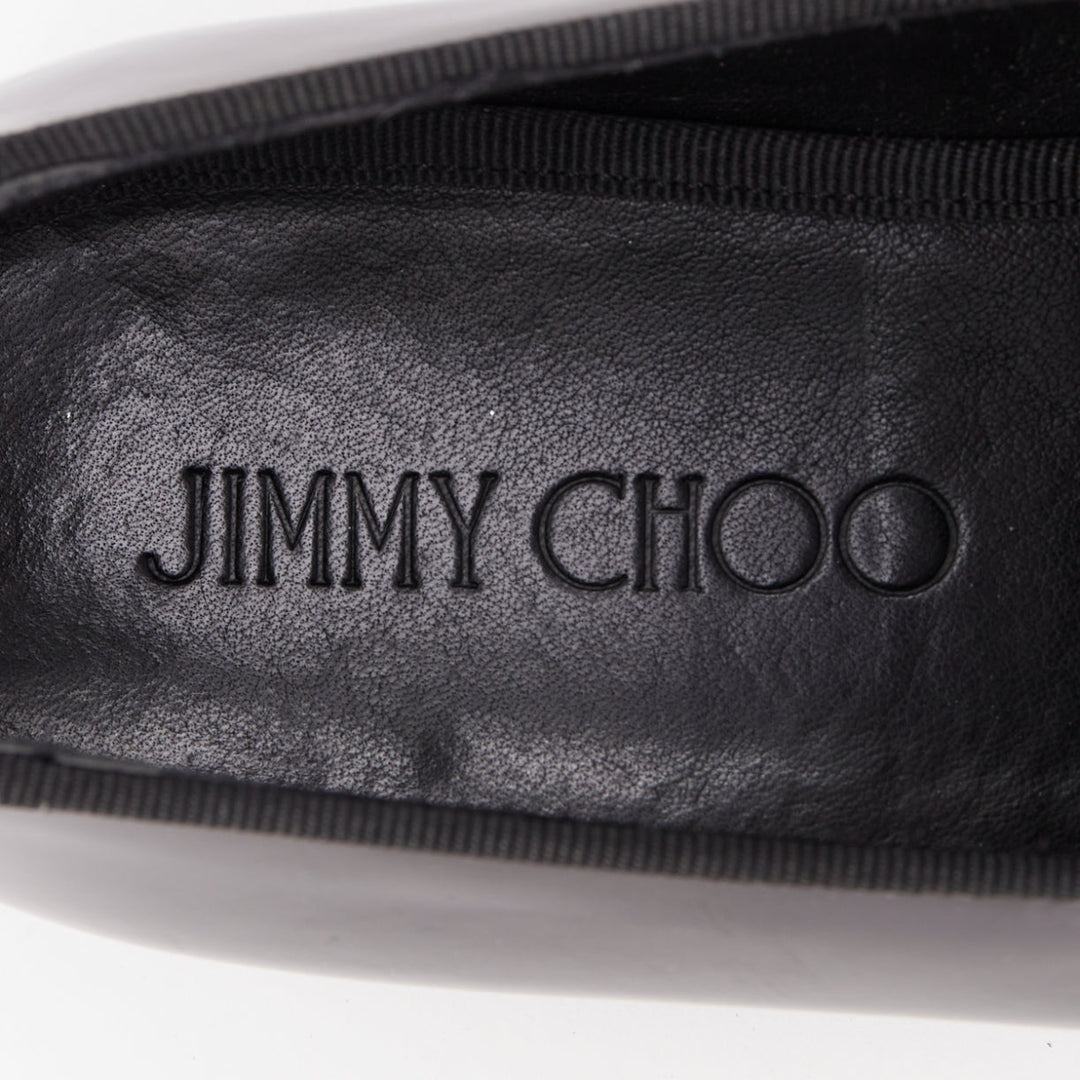 JIMMY CHOO  Foxley black shiny calf leather rope tassel loafer shoes EU43