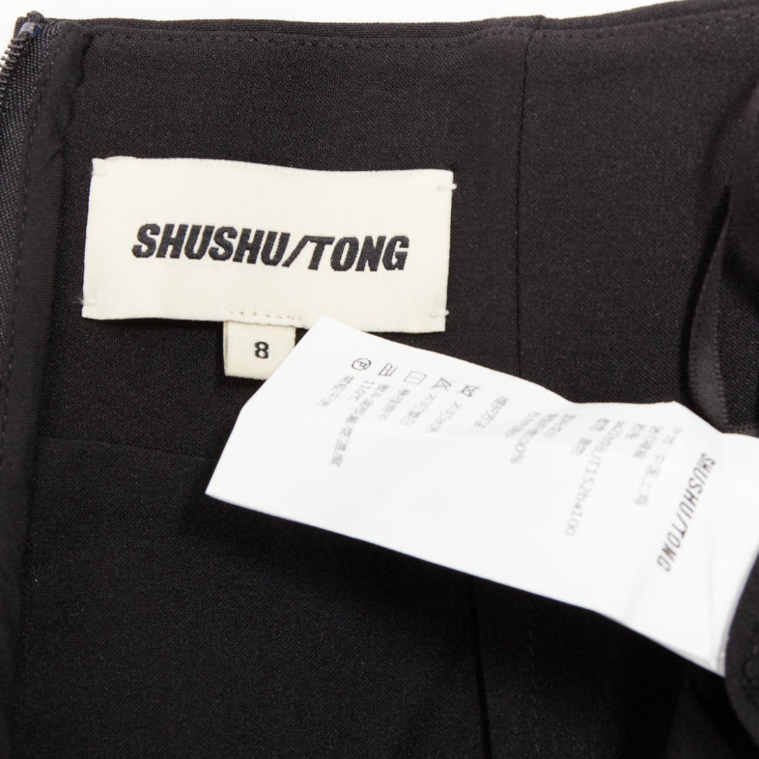 SHUSHU TONG Mini Culottes black high waisted layered ruffle shorts skirt UK8 S