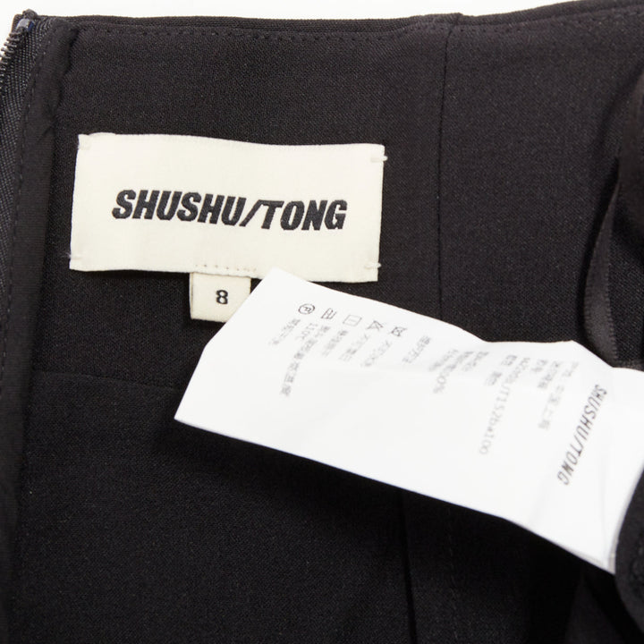 SHUSHU TONG Mini Culottes black high waisted layered ruffle shorts skirt UK8 S