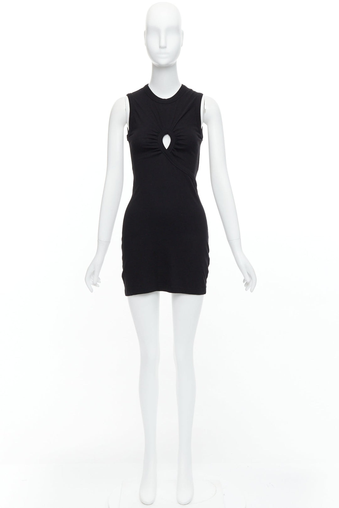 T ALEXANDER WANG black cotton chest cutout twist draped mini dress XS