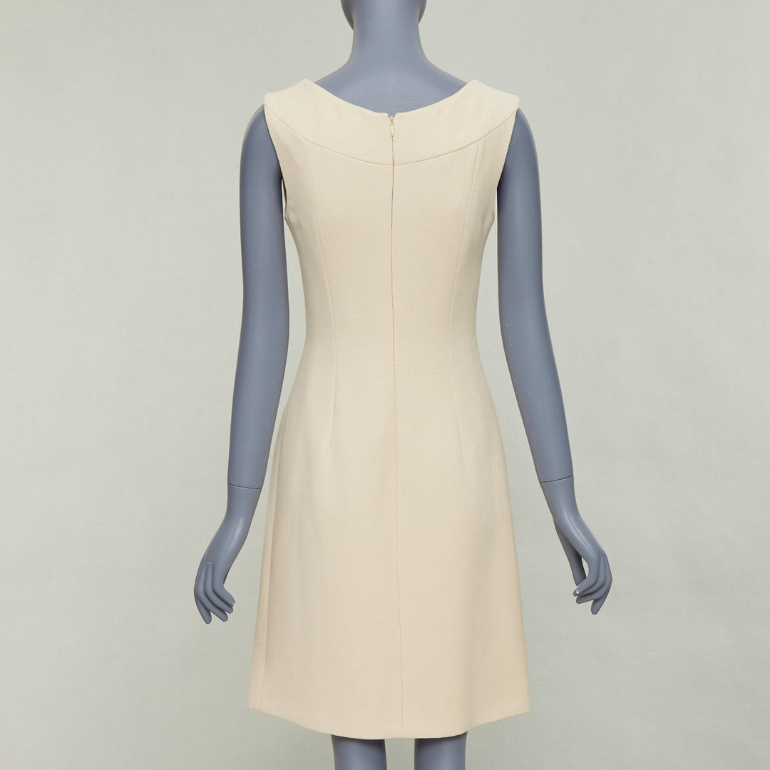 DOLCE GABBANA 1990s Vintage cream wool twill minimal contour seam dress  IT40 M