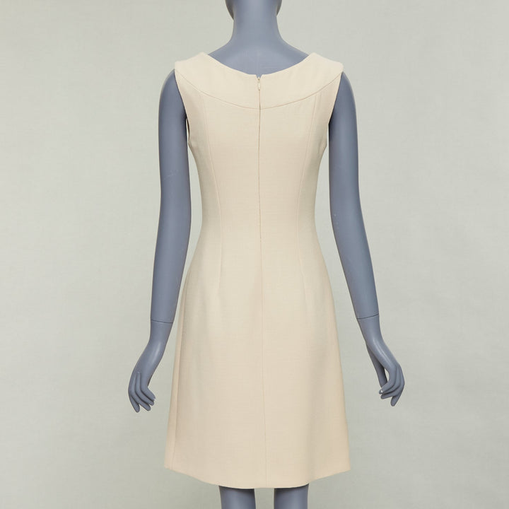 DOLCE GABBANA 1990s Vintage cream wool twill minimal contour seam dress  IT40 M