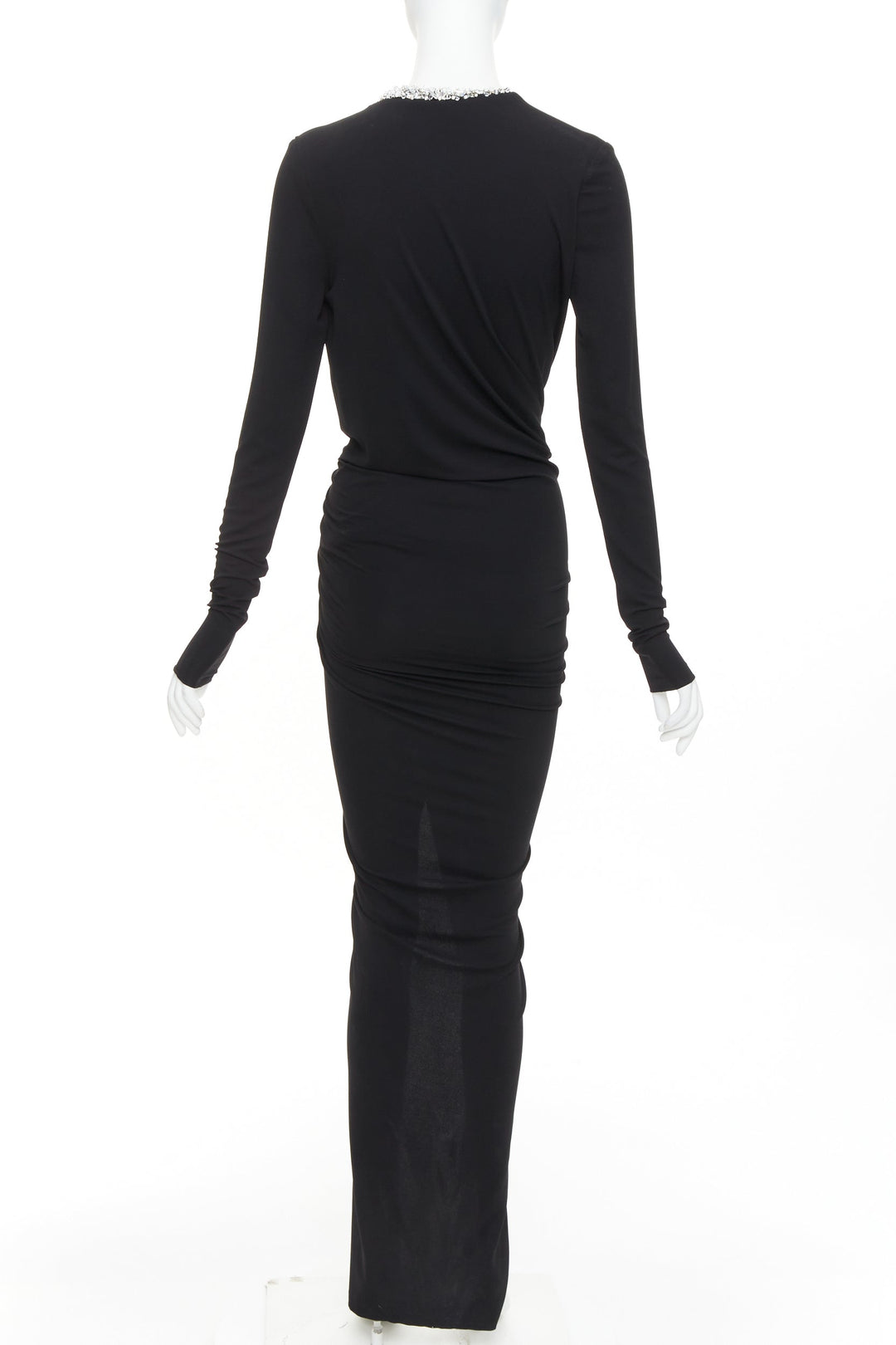 ALEXANDRE VAUTHIER black silver rhinestone jewel crystal plunge wrap dress