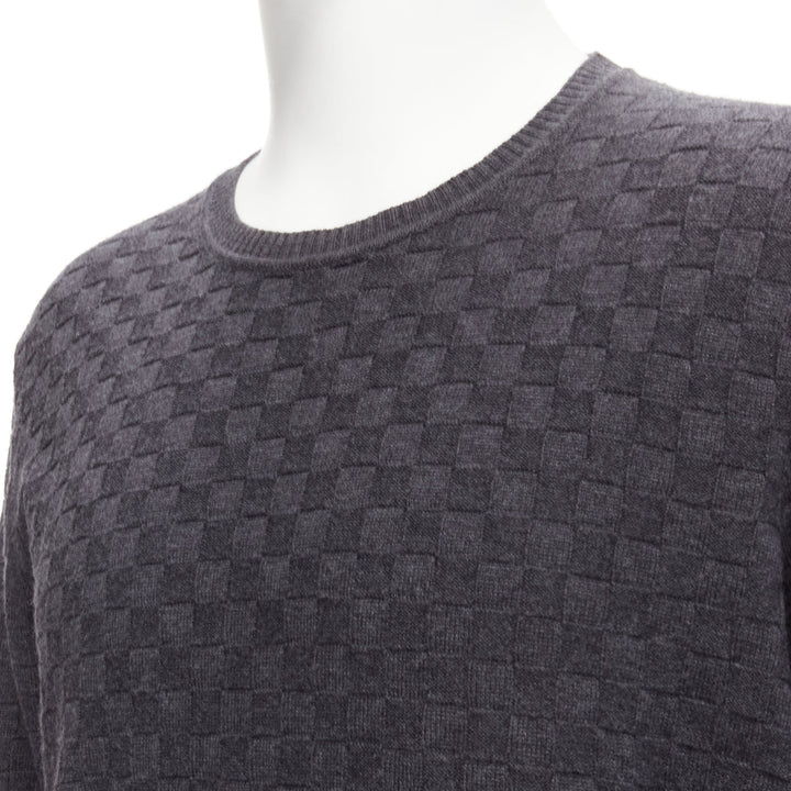 Male mannequin wearing Louis Vuitton Grey Wool Men Sweater in Size  L | Available at JHROP