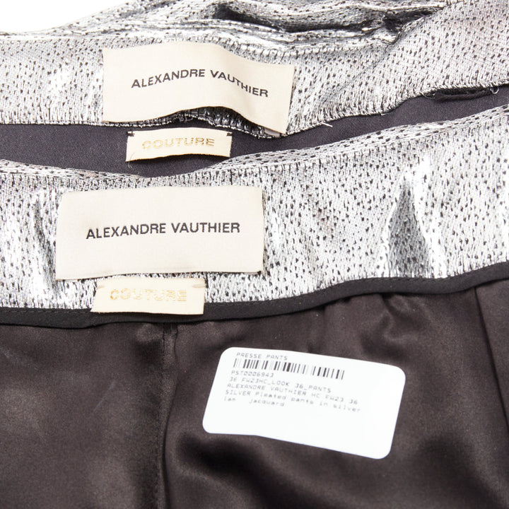 ALEXANDRE VAUTHIER COUTURE AW2023 Runway silver ruffle one shoulder top pant set