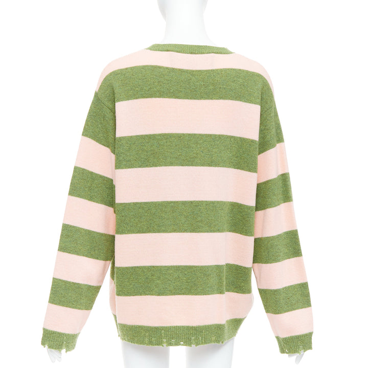 MARC JACOBS Grunge Sweater pink green distressed wool oversized sweater M