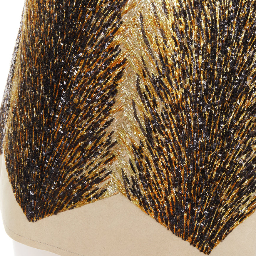 LOUIS VUITTON 2014 gold black sequin embellish neoprene top FR36 S Taylor Swift
