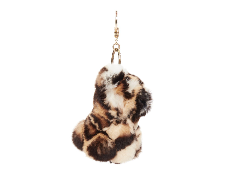 LORO PIANA 100% mink fur brown cream Tiger bag charm keyring