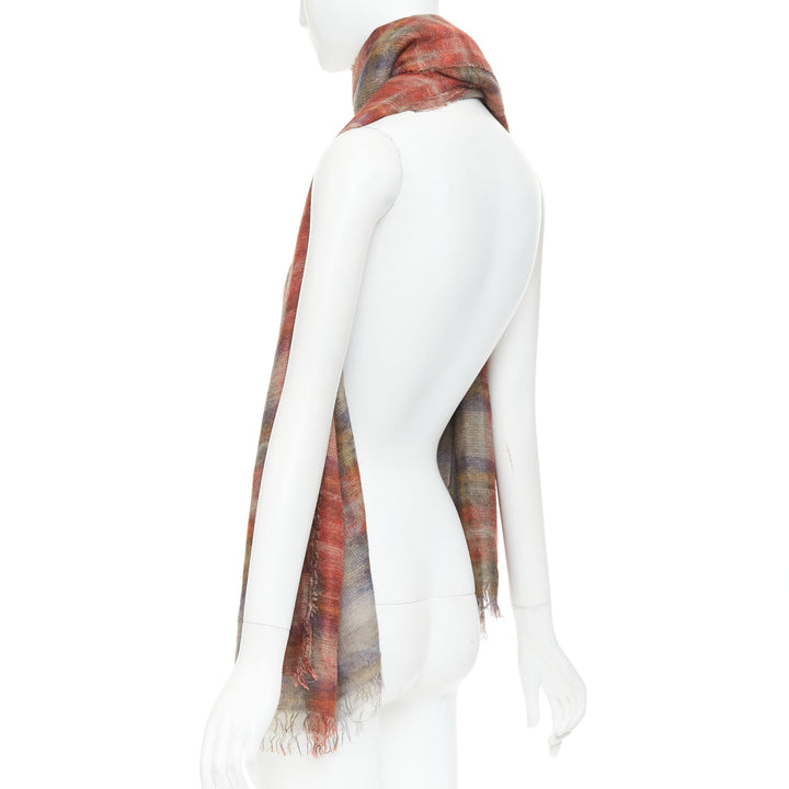 CHANEL 2013 Paris-Edinburg Metiers d'Art red tartan mohair fringed scarf