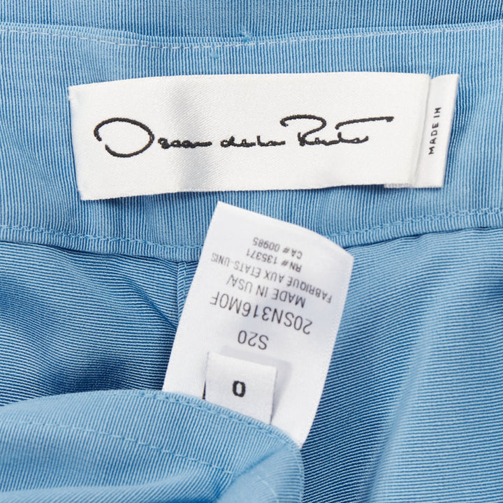 OSCAR DE LA RENTA S20 Runway sky blue moire faille sash tie jumpsuit US0 XS