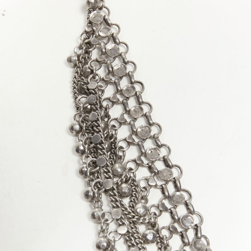 SAINT LAURENT Marrakech antique silver ball chunky charm statement necklace
