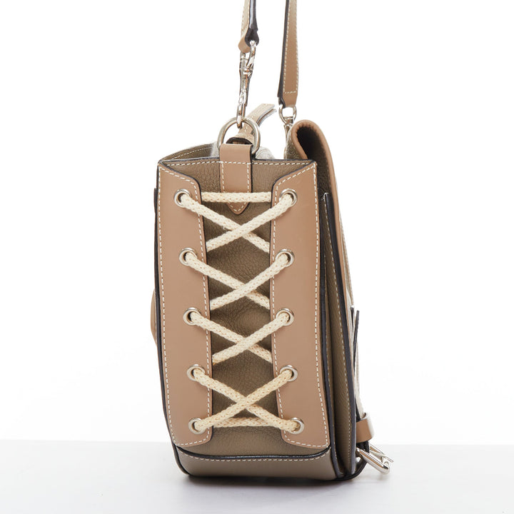 JW ANDERSON Bike taupe leather pocket braided half moon crossbody bag