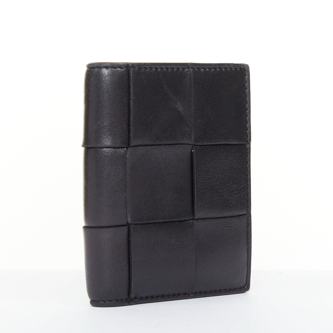 BOTTEGA VENETA Cassette Small black leather Intrecciato bifold coin zip wallet