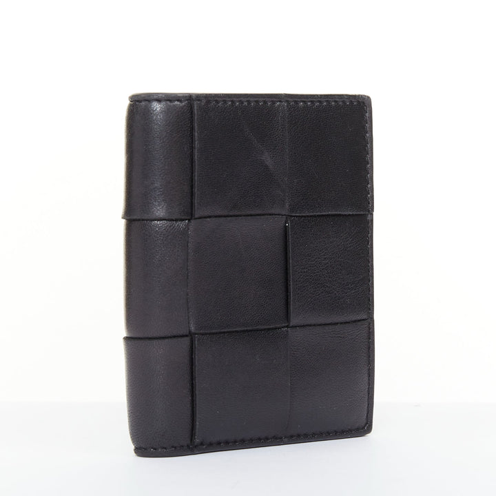 BOTTEGA VENETA Cassette Small black leather Intrecciato bifold coin zip wallet