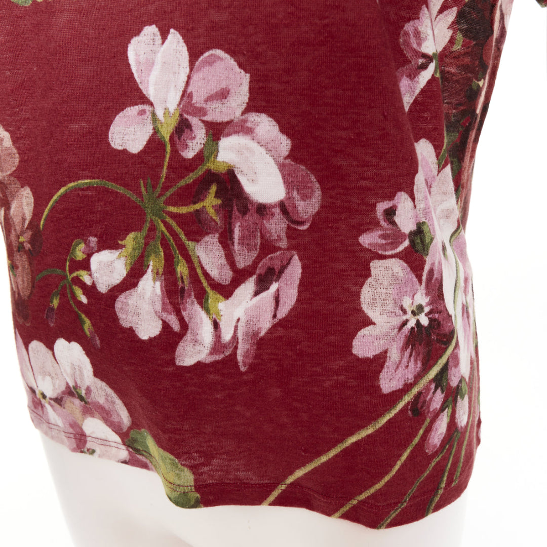 GUCCi Blooms burgundy pink floral print cotton Embellished insect t-shirt M