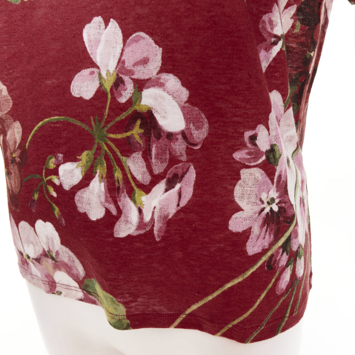 GUCCi Blooms burgundy pink floral print cotton Embellished insect t-shirt M