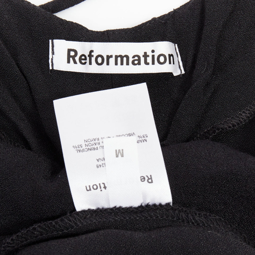 REFORMATION black viscose blend tie waist open back midi dress M