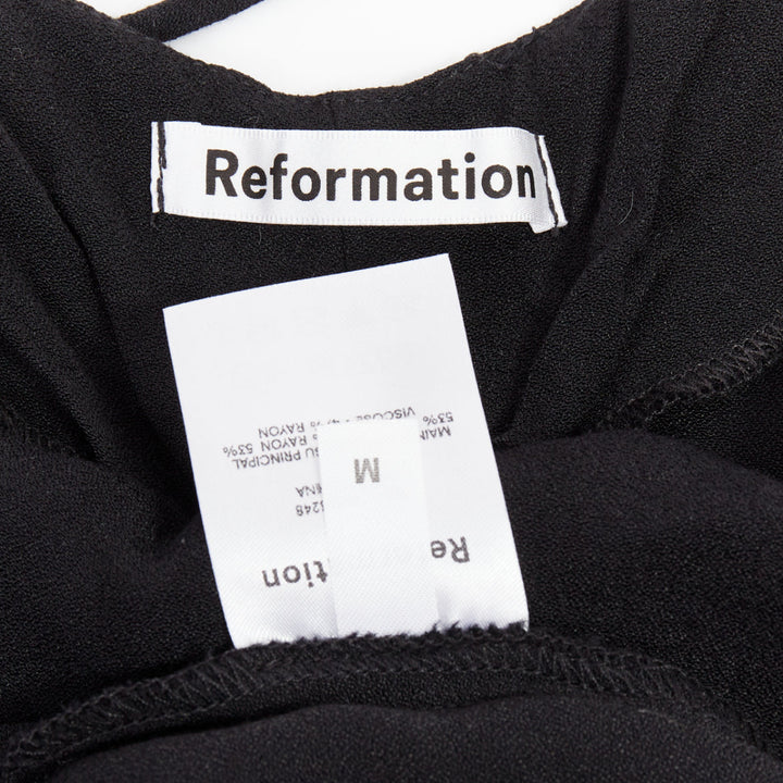 REFORMATION black viscose blend tie waist open back midi dress M