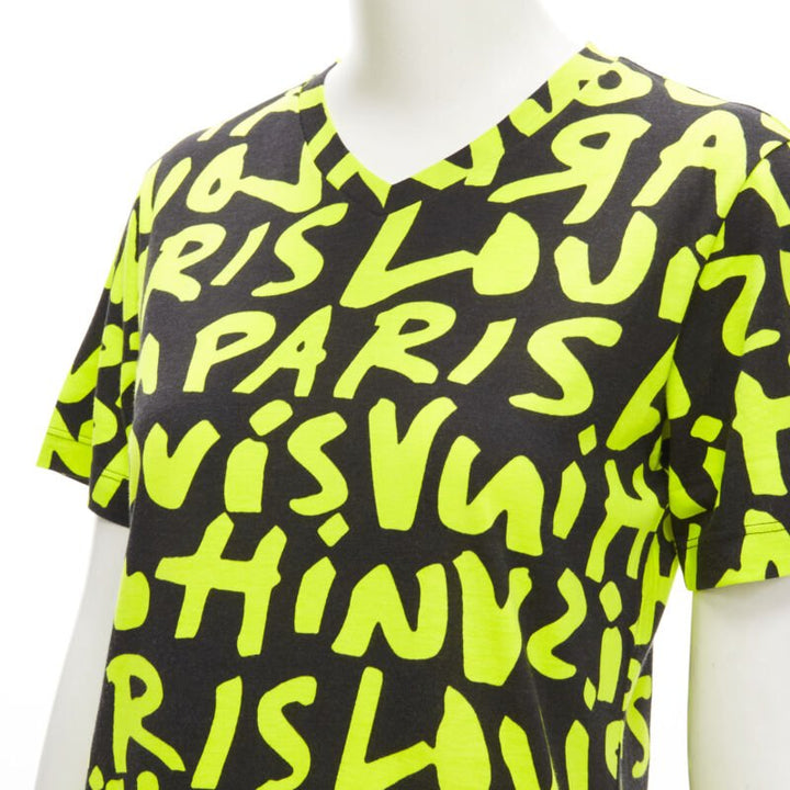 LOUIS VUITTON Stephen Sprouse Iconic Graffiti black neon yellow tshirt