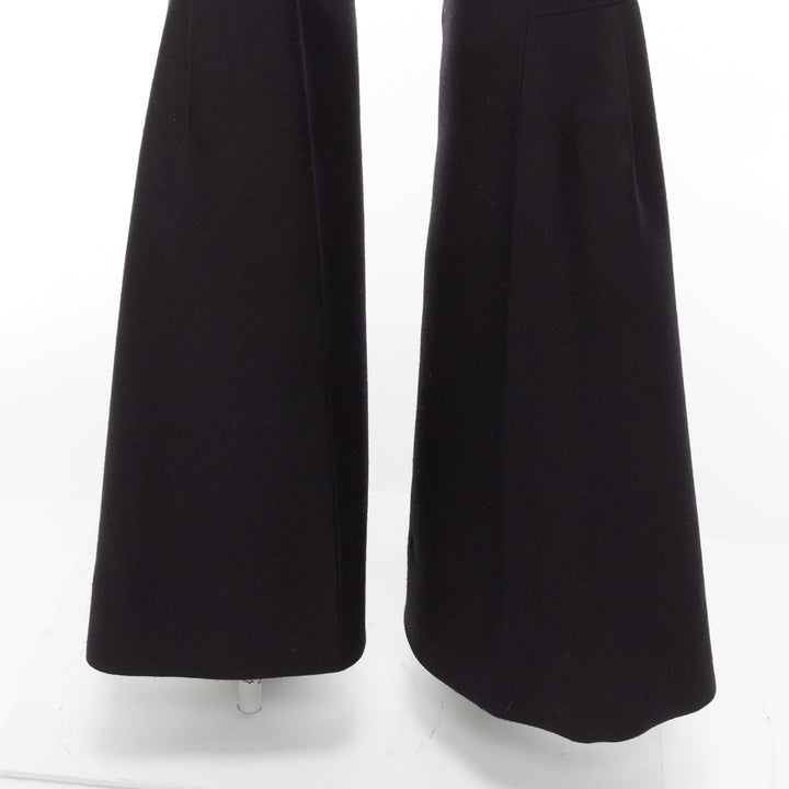 MARNI black wool twill mid waist flared dress pants IT38 XS
