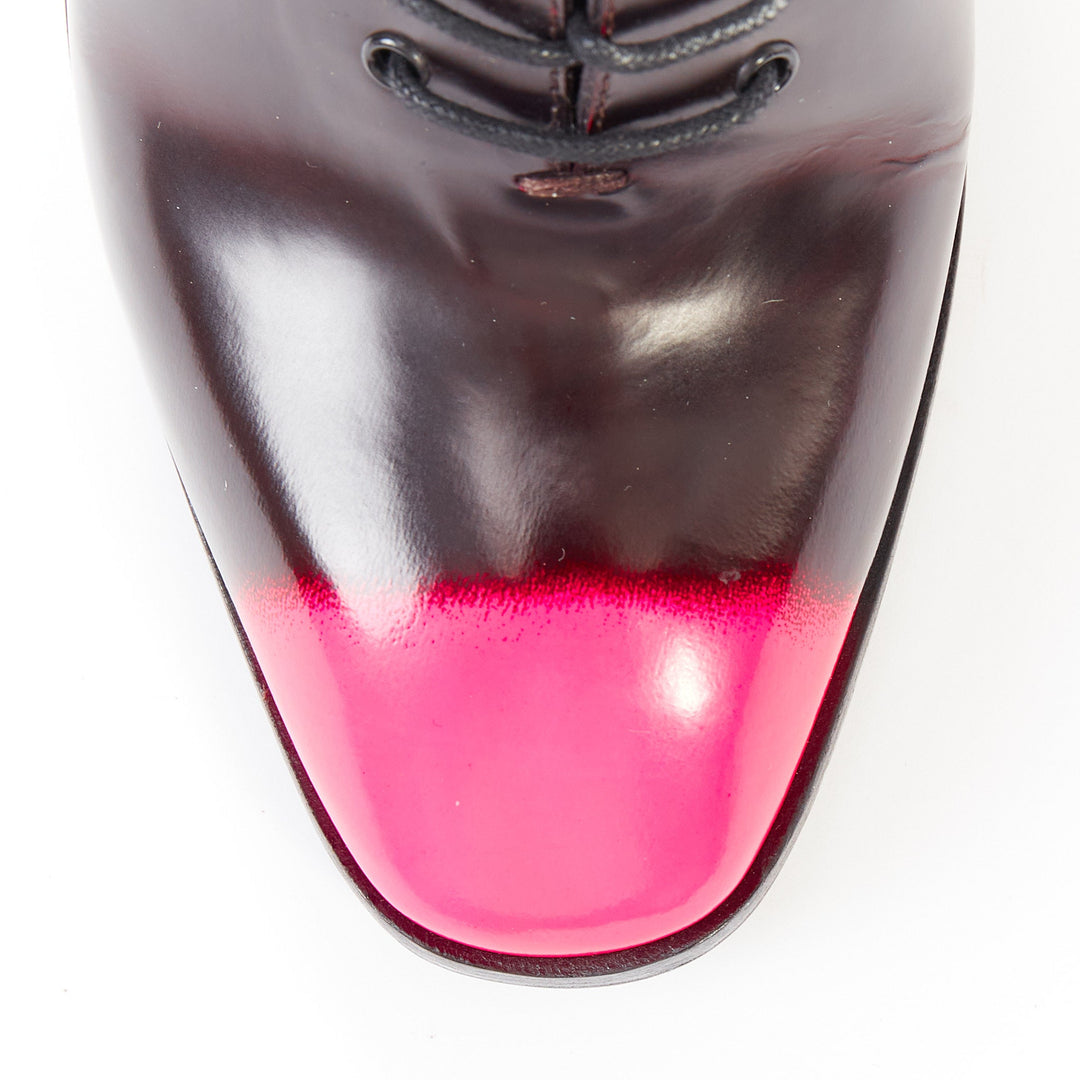 CHRISTIAN DIOR 2014 Runway Garconne burgundy neon pink cap toe pumps EU37.5