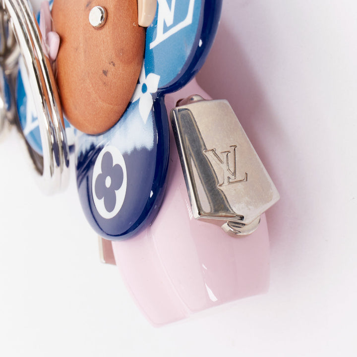 LOUIS VUITTON Vivienne Escale Giant Monogram blue pink LV floral bag charm
