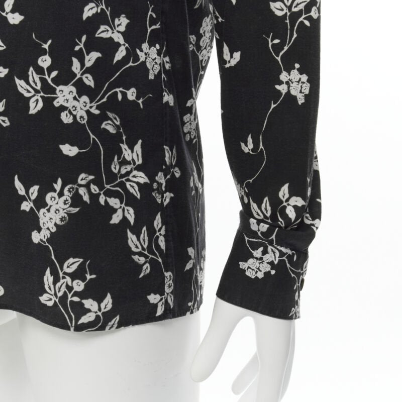 HAIDER ACKERMANN black white floral print long sleeve cotton shirt S